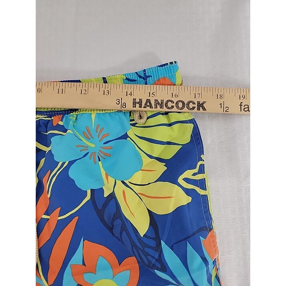 Polo Ralph Lauren Mens Swim Trunks‎ Shorts Hawaiian Floral L Large Blue Neon EUC - Picture 7 of 9